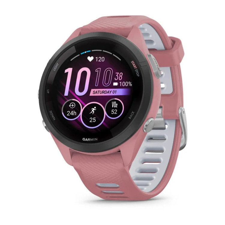Forerunner® 265S - Black безел с Light Pink корпус и Light Pink/Powder Grey силиконова каишка